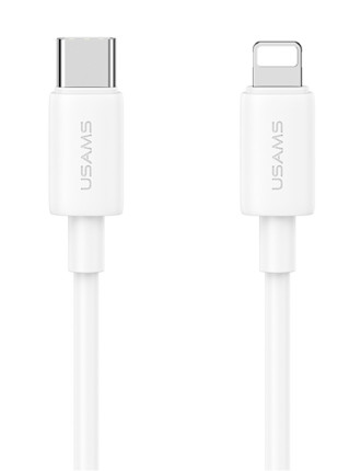 USAMS καλώδιο Lightning σε USB-C US-SJ712, 30W, 480Mbps, 1m, λευκό