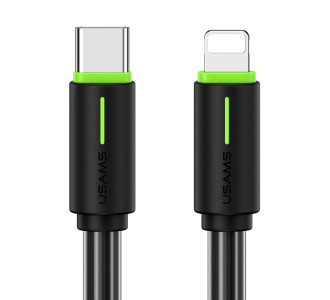 USAMS καλώδιο Lightning σε USB-C US-SJ735, 30W, 480Mbps, 1m, μαύρο