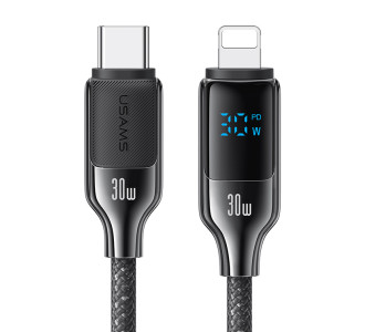 USAMS καλώδιο Lightning σε USB-C SJ741, 30W, 480Mbps, 1.2m, μαύρο USAMS καλώδιο Lightning σε USB-C SJ741, 30W, 480Mbps, 1.2m, μαύρο
