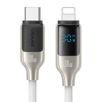 USAMS καλώδιο Lightning σε USB-C SJ741, 30W, 480Mbps, 1.2m, λευκό