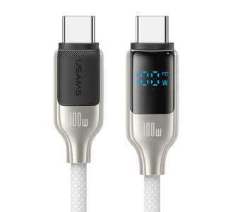 USAMS καλώδιο USB-C SJ742, 100W, 480Mbps, 1.2m, λευκό
