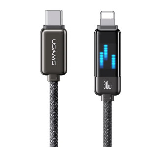USAMS καλώδιο Lightning σε USB-C SJ743, 30W, 480Mbps, 1.2m, μαύρο