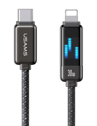 USAMS καλώδιο Lightning σε USB-C SJ743, 30W, 480Mbps, 1.2m, μαύρο