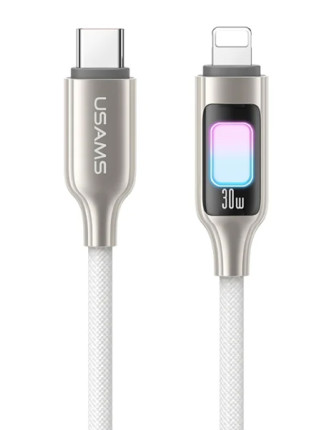 USAMS καλώδιο Lightning σε USB-C SJ749, 30W, 480Mbps, 1.2m, λευκό
