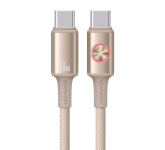 USAMS καλώδιο USB-C SJ752, 60W, 480Mbps, 1.2m, μπεζ