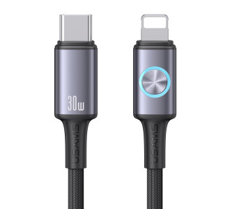 USAMS καλώδιο Lightning σε USB-C SJ753, 30W, 480Mbps, 1.2m, μαύρο