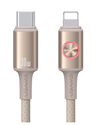 USAMS καλώδιο Lightning σε USB-C SJ753, 30W, 480Mbps, 1.2m, μπεζ
