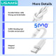 USAMS καλώδιο USB-C SJ763, 60W, 480Mbps, 1m, λευκό