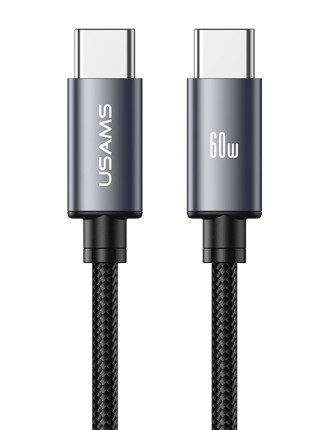 USAMS καλώδιο USB-C SJ769, 60W, 480Mbps, 1m, μαύρο USAMS καλώδιο USB-C SJ769, 60W, 480Mbps, 1m, μαύρο