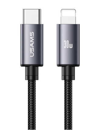 USAMS καλώδιο Lightning σε USB-C SJ770, 30W, 480Mbps, 1m, μαύρο USAMS καλώδιο Lightning σε USB-C SJ770, 30W, 480Mbps, 1m, μαύρο