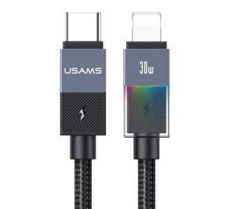 USAMS καλώδιο Lightning σε USB-C SJ776, 30W, 480Mbps, 1.2m, μαύρο USAMS καλώδιο Lightning σε USB-C SJ776, 30W, 480Mbps, 1.2m, μαύρο