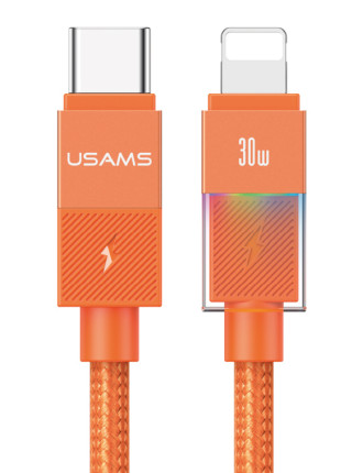 USAMS καλώδιο Lightning σε USB-C SJ776, 30W, 480Mbps, 1.2m, πορτοκαλί USAMS καλώδιο Lightning σε USB-C SJ776, 30W, 480Mbps, 1.2m, πορτοκαλί