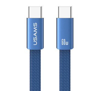 USAMS καλώδιο USB-C SJ783, 60W, 480Mbps, flat, 1.2m, μπλε USAMS καλώδιο USB-C SJ783, 60W, 480Mbps, flat, 1.2m, μπλε