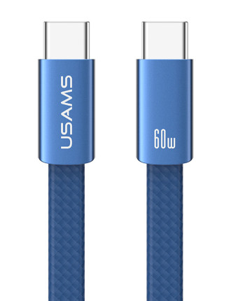 USAMS καλώδιο USB-C SJ783, 60W, 480Mbps, flat, 1.2m, μπλε USAMS καλώδιο USB-C SJ783, 60W, 480Mbps, flat, 1.2m, μπλε