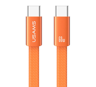 USAMS καλώδιο USB-C SJ783, 60W, 480Mbps, flat, 1.2m, πορτοκαλί USAMS καλώδιο USB-C SJ783, 60W, 480Mbps, flat, 1.2m, πορτοκαλί