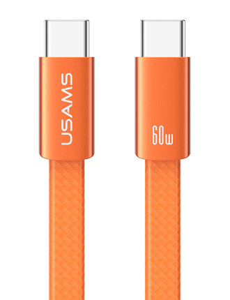 USAMS καλώδιο USB-C SJ783, 60W, 480Mbps, flat, 1.2m, πορτοκαλί USAMS καλώδιο USB-C SJ783, 60W, 480Mbps, flat, 1.2m, πορτοκαλί