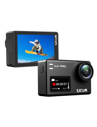 SJCAM action camera SJ8 Pro, οθόνη αφής, 12MP/4K, WiFi, αδιάβροχη θήκη, μαύρη