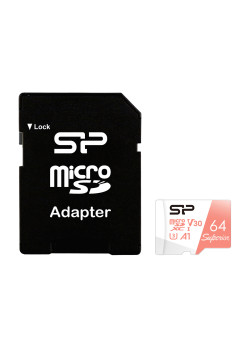 SILICON POWER κάρτα μνήμης microSDXC Superior, 64GB, C10 UHS-I U3 A1 V30