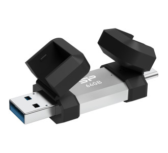 SILICON POWER USB Flash Drive C51, USB/USB-C, 64GB, 120MBps, ασημί