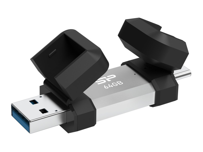 SILICON POWER USB Flash Drive C51, USB/USB-C, 64GB, 120MBps, ασημί