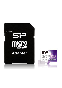 SILICON POWER κάρτα μνήμης microSDXC Superior Pro, 128GB, Class 10 UHS-I U3 A1 V30