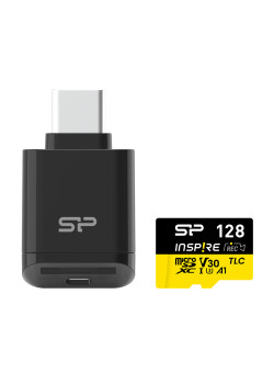 SILICON POWER κάρτα μνήμης microSDXC Inspire με card reader, 128GB, UHS-I U3 A1 V30