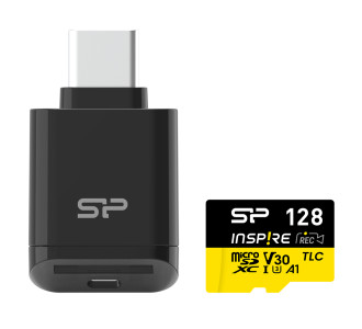 SILICON POWER κάρτα μνήμης microSDXC Inspire με card reader, 128GB, UHS-I U3 A1 V30 SILICON POWER κάρτα μνήμης microSDXC Inspire με card reader, 128GB, UHS-I U3 A1 V30