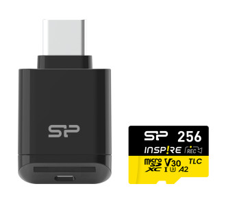 SILICON POWER κάρτα μνήμης microSDXC Inspire με card reader, 256GB, UHS-I U3 A1 V30 SILICON POWER κάρτα μνήμης microSDXC Inspire με card reader, 256GB, UHS-I U3 A1 V30