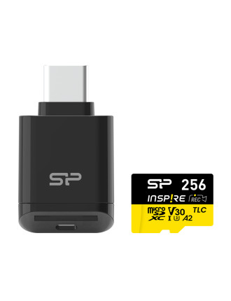 SILICON POWER κάρτα μνήμης microSDXC Inspire με card reader, 256GB, UHS-I U3 A1 V30 SILICON POWER κάρτα μνήμης microSDXC Inspire με card reader, 256GB, UHS-I U3 A1 V30