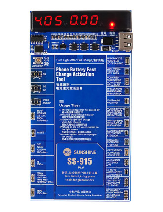 SUNSHINE tester μπαταριών SS-915 για Apple & Android smartphone, V9.0