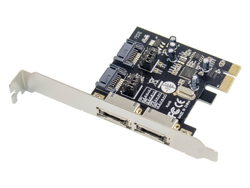 POWERTECH κάρτα επέκτασης PCIe σε 2x SATA ST51, ASM1061, low profile