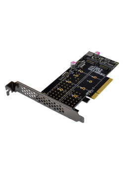 POWERTECH κάρτα επέκτασης PCIe x8 σε 2x M.2 M Key NVMe ST573