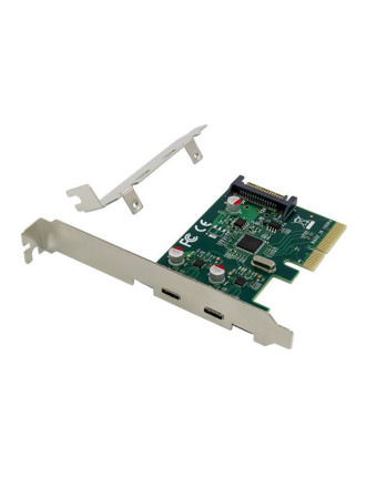 POWERTECH κάρτα επέκτασης PCIe σε 2x USB-C ST614, ASM1142