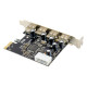 POWERTECH κάρτα επέκτασης PCIe σε 4x USB 2.0 ST622, 480Mbps, ASIX MCS9990