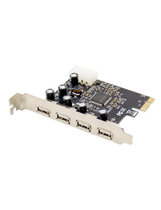 POWERTECH κάρτα επέκτασης PCIe σε 4x USB 2.0 ST622, 480Mbps, ASIX MCS9990
