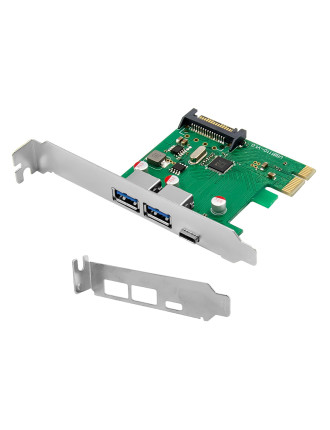 POWERTECH κάρτα επέκτασης PCIe σε 2x USB & 1x USB-C ST627, 5Gbps, 66x68mm