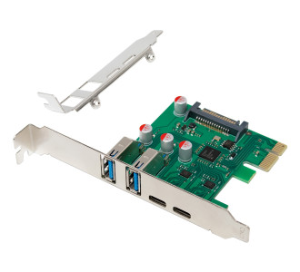 POWERTECH κάρτα επέκτασης PCIe σε 2x USB & 2x USB-C ST632, 5Gbps, NEC D720201