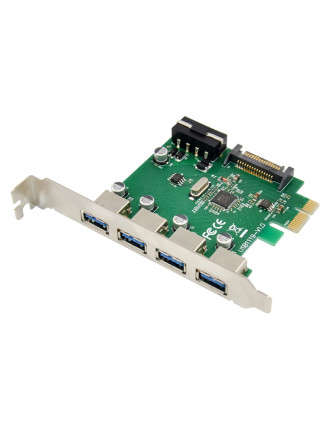 POWERTECH κάρτα επέκτασης PCIe σε 4x USB 3.0 ST66, VL805 + RTL8153