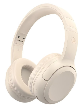 USAMS headphones YG23, ασύρματα & ενσύρματα, Φ40mm, 300mAh, μπεζ