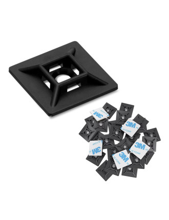 POWERTECH βάσεις δεματικών καλωδίων TIES-081, 3M αυτοκόλλητο, 2.82x2.82cm, μαύρο, 50τμχ