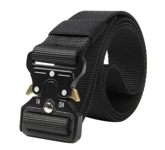 Ζώνη στρατιωτικού τύπου TMV-0043, ρυθμιζόμενη, 3.8 x 120cm, μαύρη