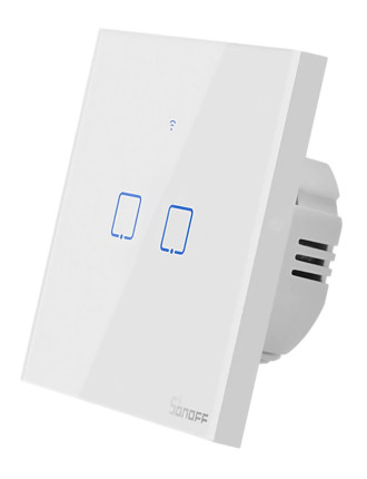 SONOFF smart διακόπτης ΤΧ-T2EU2C, αφής, Wi-Fi, διπλός, λευκός SONOFF smart διακόπτης ΤΧ-T2EU2C, αφής, Wi-Fi, διπλός, λευκός