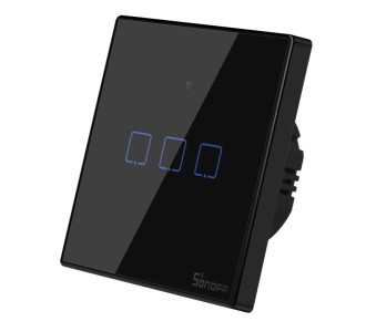 SONOFF smart διακόπτης ΤΧ-T3EU3C, αφής, Wi-Fi, τριπλός, μαύρος SONOFF smart διακόπτης ΤΧ-T3EU3C, αφής, Wi-Fi, τριπλός, μαύρος