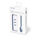 TP-LINK USB Hub UE330 με θύρα δικτύου, 3 θυρών, USB σύνδεση, λευκό