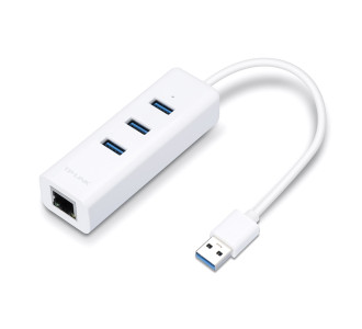 TP-LINK USB Hub UE330 με θύρα δικτύου, 3 θυρών, USB σύνδεση, λευκό