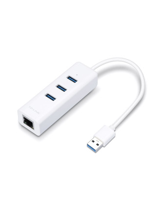 TP-LINK USB Hub UE330 με θύρα δικτύου, 3 θυρών, USB σύνδεση, λευκό