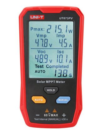 UNI-T tester φωτοβολταϊκών πάνελ UT673PV, 5~800W, 0~35A, 12~60V