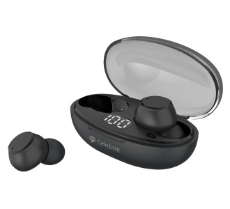 CELEBRAT earphones με θήκη φόρτισης TWS-W32, True Wireless, Φ8mm, μαύρα