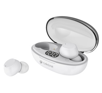 CELEBRAT earphones με θήκη φόρτισης TWS-W32, True Wireless, Φ8mm, λευκά