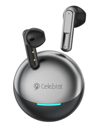 CELEBRAT earphones με θήκη φόρτισης W61, True Wireless, 13mm, 25/200mAh, μαύρα